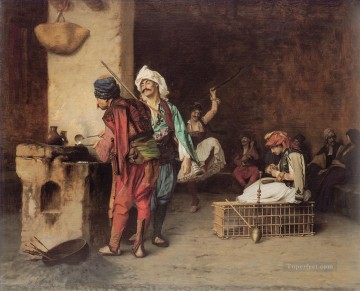 ジャン・レオン・ジェローム Painting - カイロのカフェ ギリシャ・アラビアン・オリエンタリズム ジャン・レオン・ジェローム